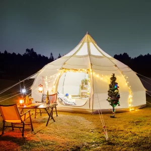 Waterproof Large Outdoor Cotton Canvas Glamping Luxury 4 Season Lotus Tent Hotel Resort Yurt Bell Tent for Family Camping