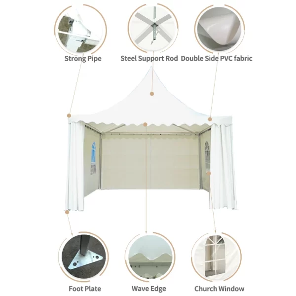 FEAMONT Outdoor White Pvc Garden Gazebo Canopy Wedding Party Pagoda Tent For Sale - Image 4