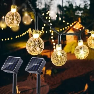 Waterproof Ip45 Outdoor 50 LED Solar Powered Crystal Ball Lamp String 8 lighting modes for Garden Patio Yard Gazebo Party Decor