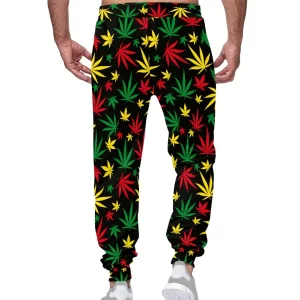 Mens Summer Sport Pants Jamaica Reggae Leaf Design Fashion Harem Pants Men Women Jogger Pants Sweatpants Baggy Trousers